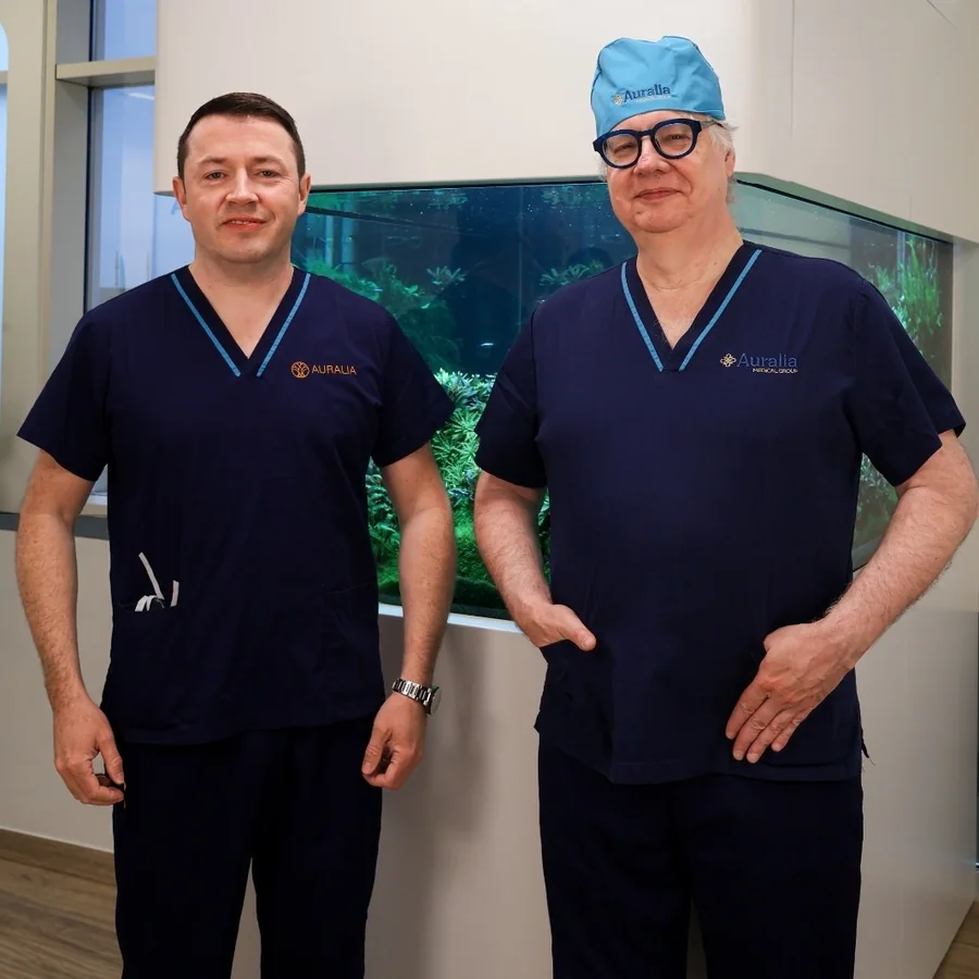 Dr John Loy with Professor Michel Gagner at Auralia